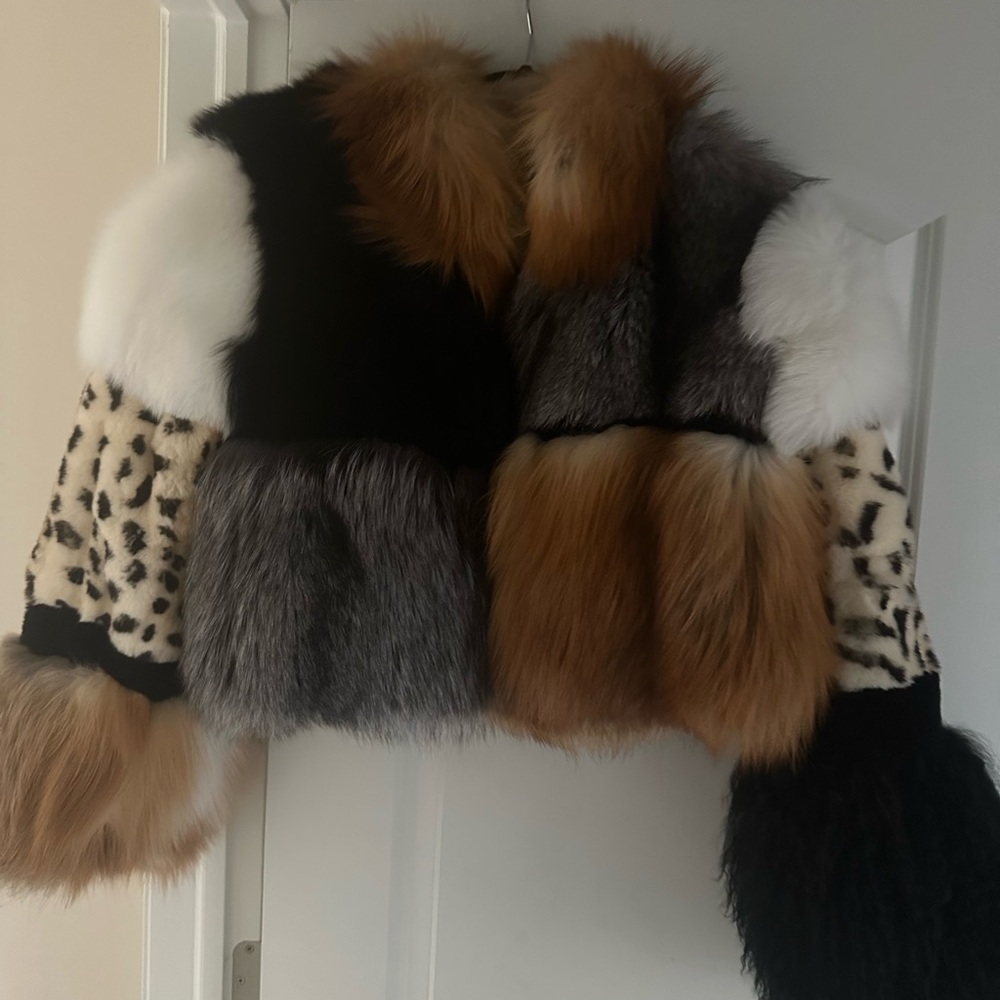 Multicolor Faux Fur Patchwork Jacket - image 1